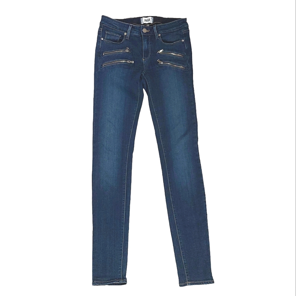 Paige Edgemont Blue Zipper Pocket Skinny Jeans